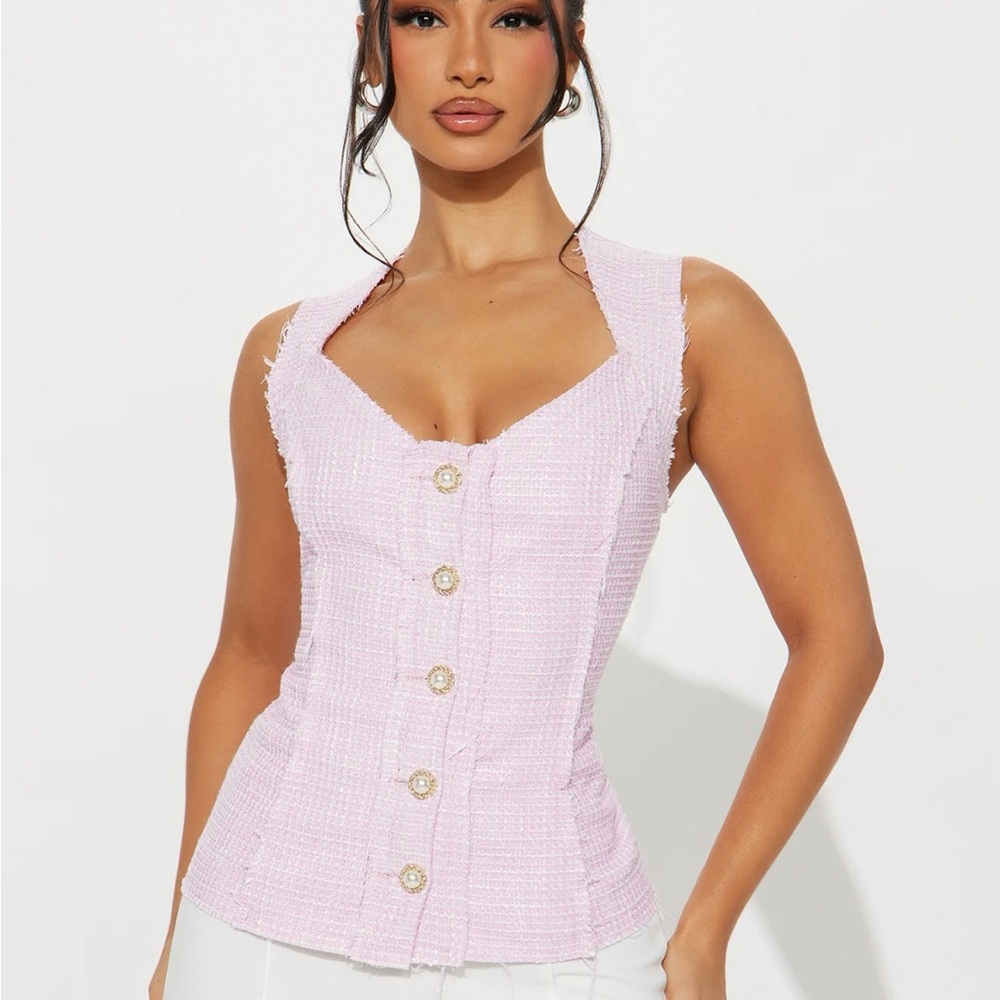 Fashion Nova sophisticated Tweed Vest pink